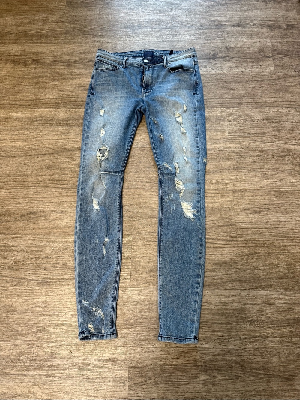 RtA Light Blue Distressed Skinny Jeans
